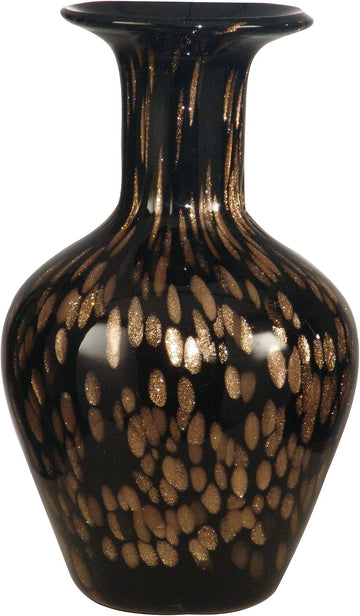 DAG500010 Broad Murano Style Hand Blown Art Glass Vase, Multicolor, 10-Inch Tall