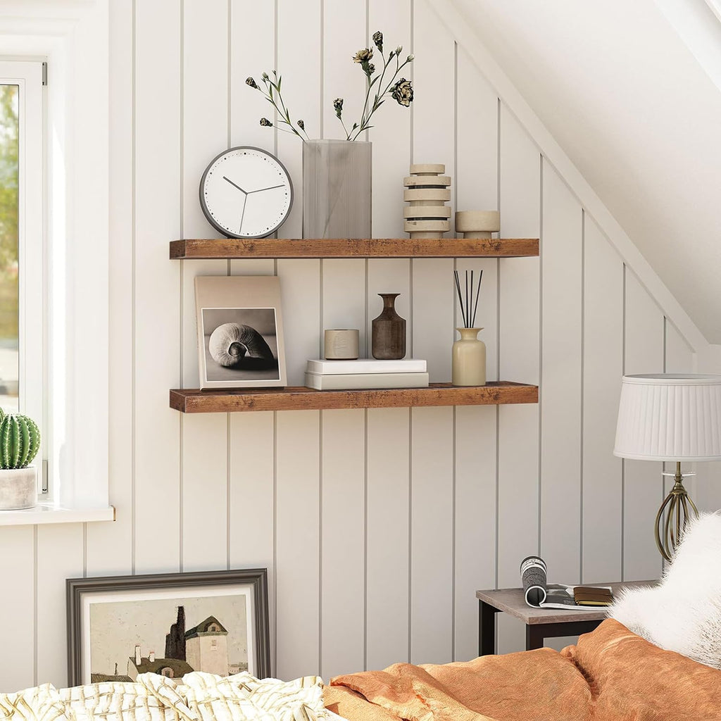 Floating Shelves for Wall, Wall Mounted Shelf Set of 2, 31.5" Hanging Shelf with Invisible Brackets, for Wall Storage