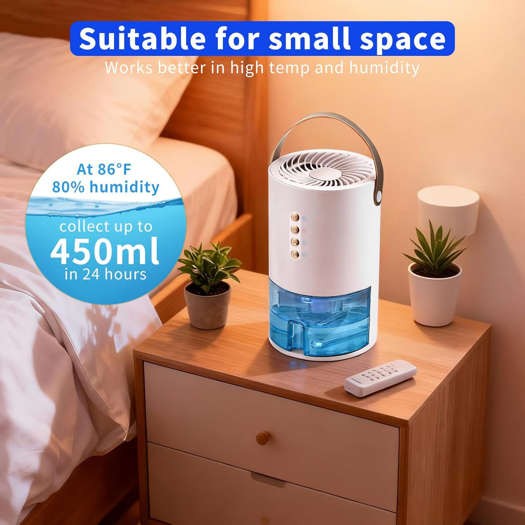 Dehumidifiers for Home, 60 Oz Small Dehumidifier for Basement. Portable Dehumidifier for Bedrooms, Bathrooms, Closets
