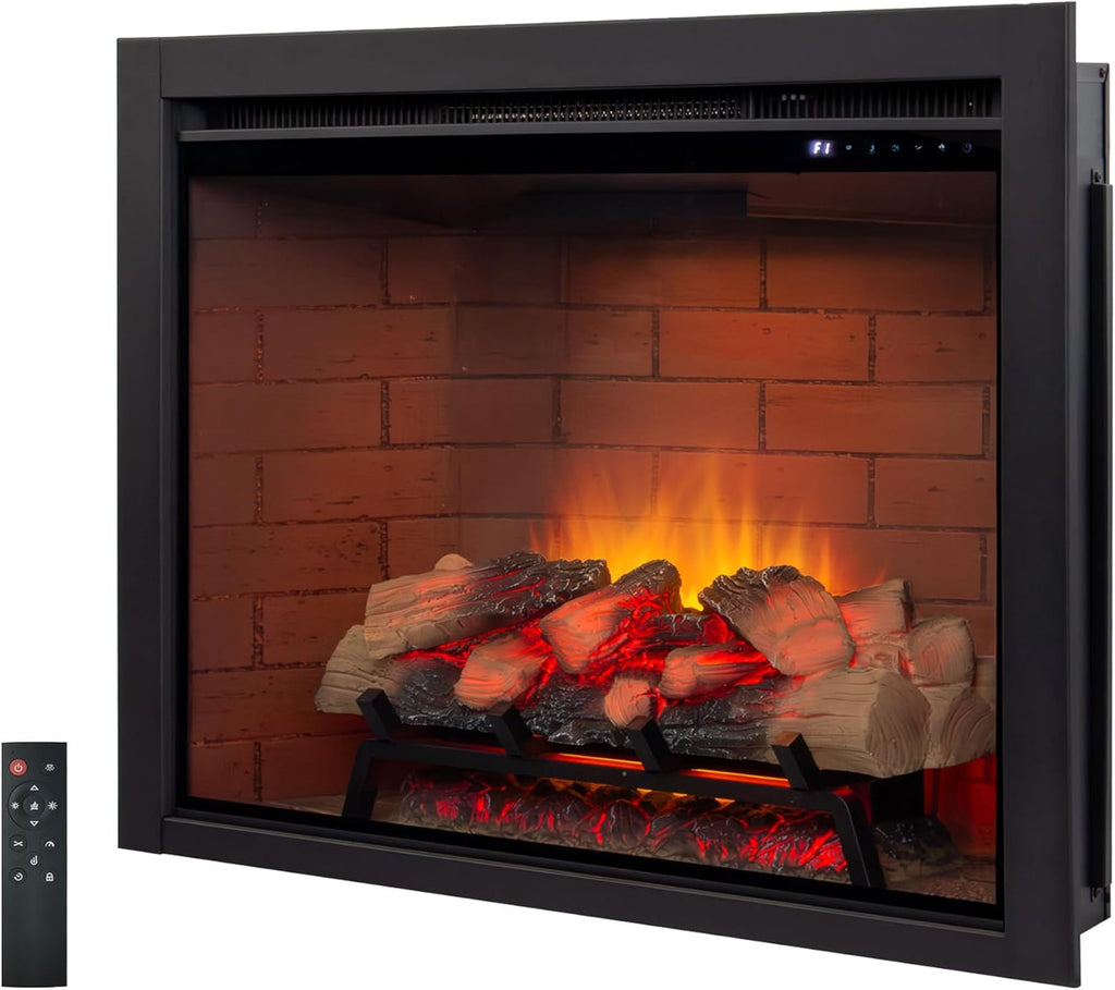 Electric Fireplace Insert w/Top Light, 12×12×12 Flame Color Option with Fire Crackling Sound, 36″W×27″H