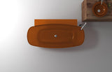 Vida 62 in Man Made Stone Round Flat Bottom Freestanding Bathtub in Translucent Honey Amber, Luxury Colorful Soaking