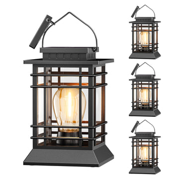Solar Lanterns Outdoor Waterproof, Hanging Solar Lights for Outside 4 Pack