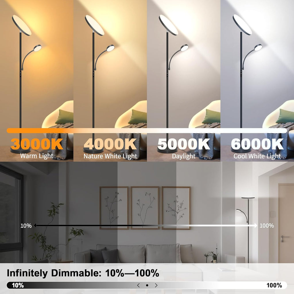Floor Lamp-42W/4200LM Super Bright Floor Lamp,Dimmable 2-in-1 LED Floor Lamp
