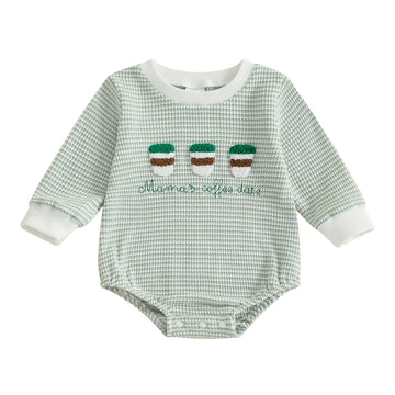 Newborn Infant Baby Boy Girls Oversized Romper Embroidery Sweater Onesie Coming Home Outfit Neutral Clothes (Mamas