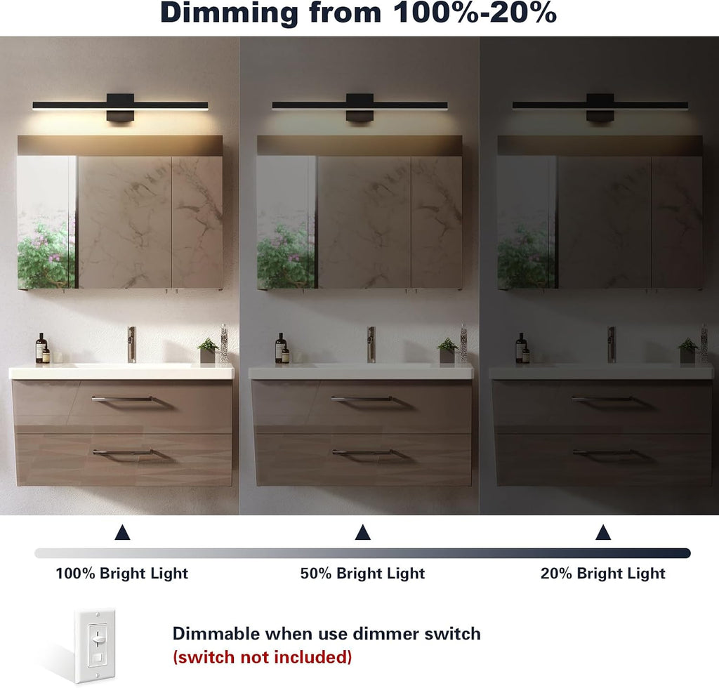 Black Bathroom Vanity Light Fixture Over Mirror 31.5 Inch | ETL Certificated Vanity Lights 5CCT Dimmable Modern