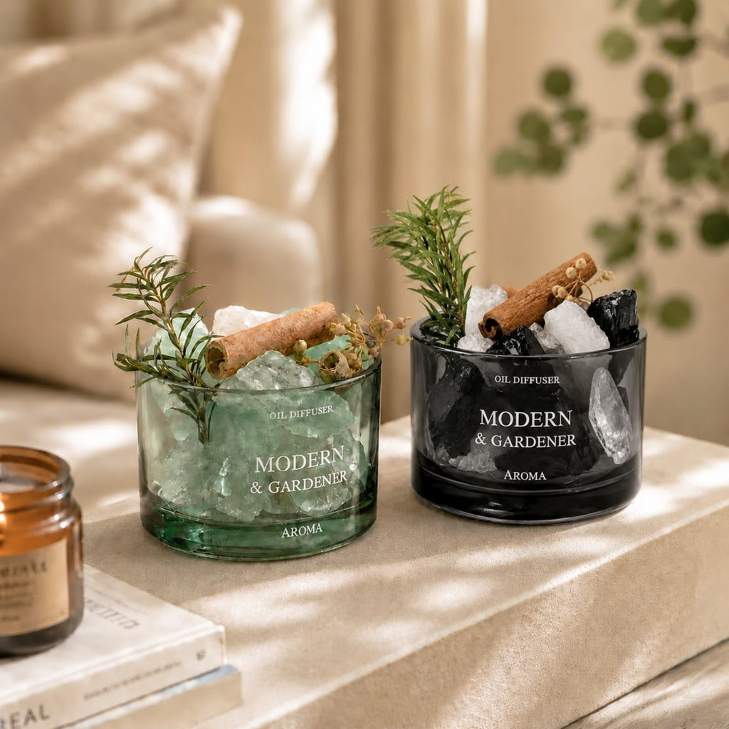 Modern Crystal Stone Aroma Essential Oil Diffuser with Natural Botanicals