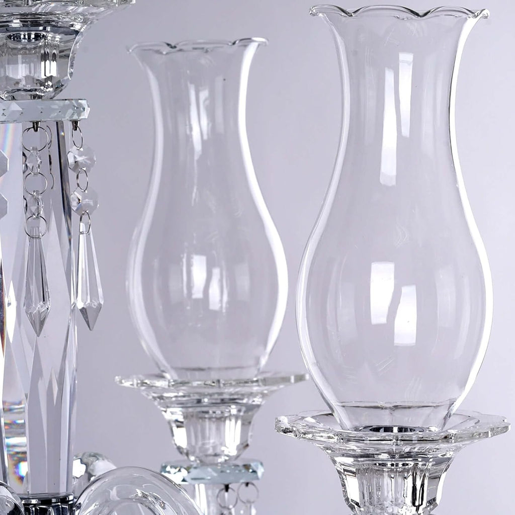 40" 5 Arm Premium Crystal Glass Taper Candle Holder Candelabra with Chandelier Chains