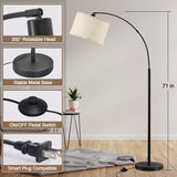 71" Arc Floor Lamps, Standing Lamp with Adjustable Head, Tall Pole Lamp with Foot Switch, Arched Reading Light