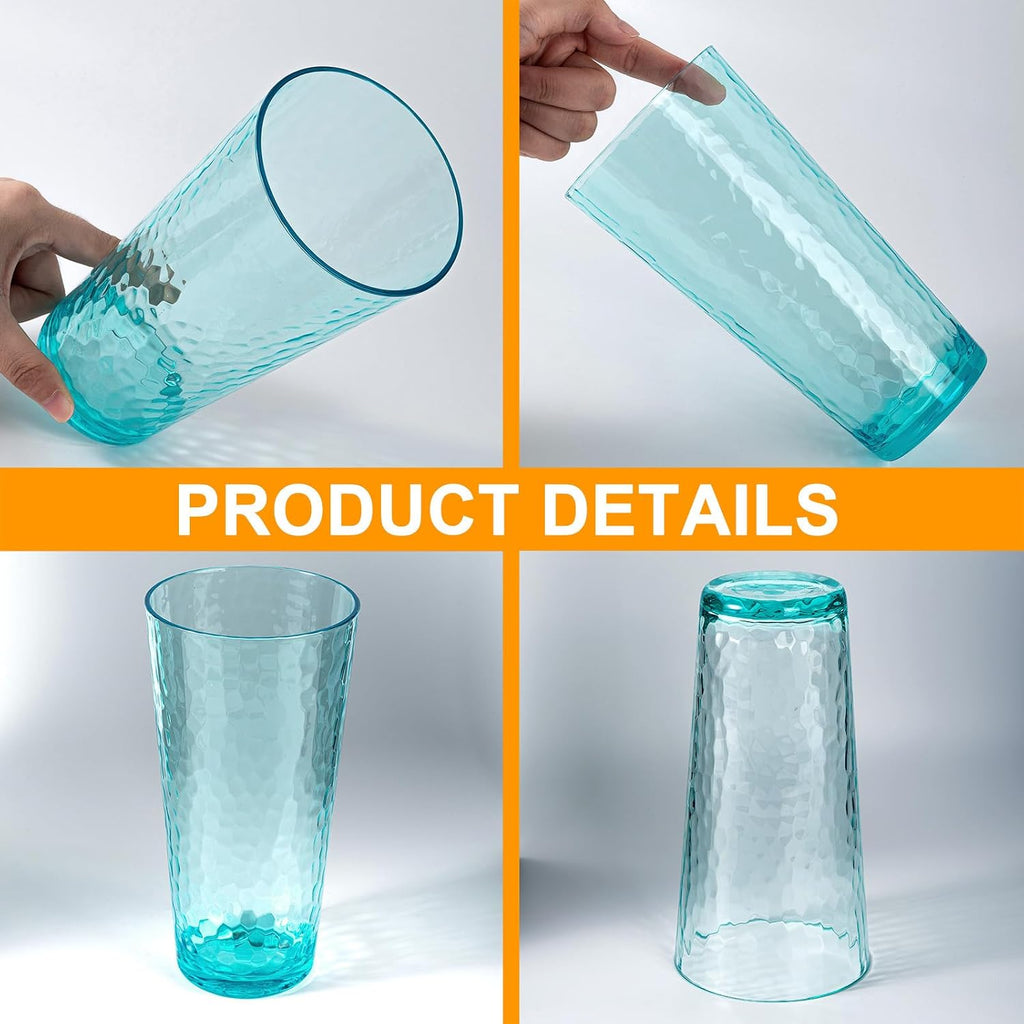 26-ounce Acrylic Highball Glasses Plastic Tumbler Larger Drinking Glasses, set of 6 Multicolor