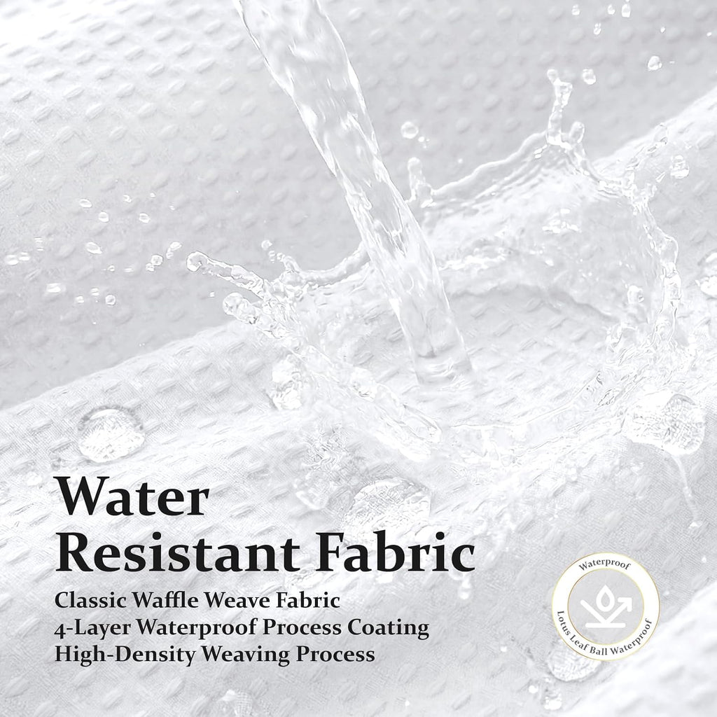 Extra Long Waffle Shower Curtain 256 GSM Fabric 72"x84" White | 84 Inch Long, Thick Polyester Cloth, Weighted Hem