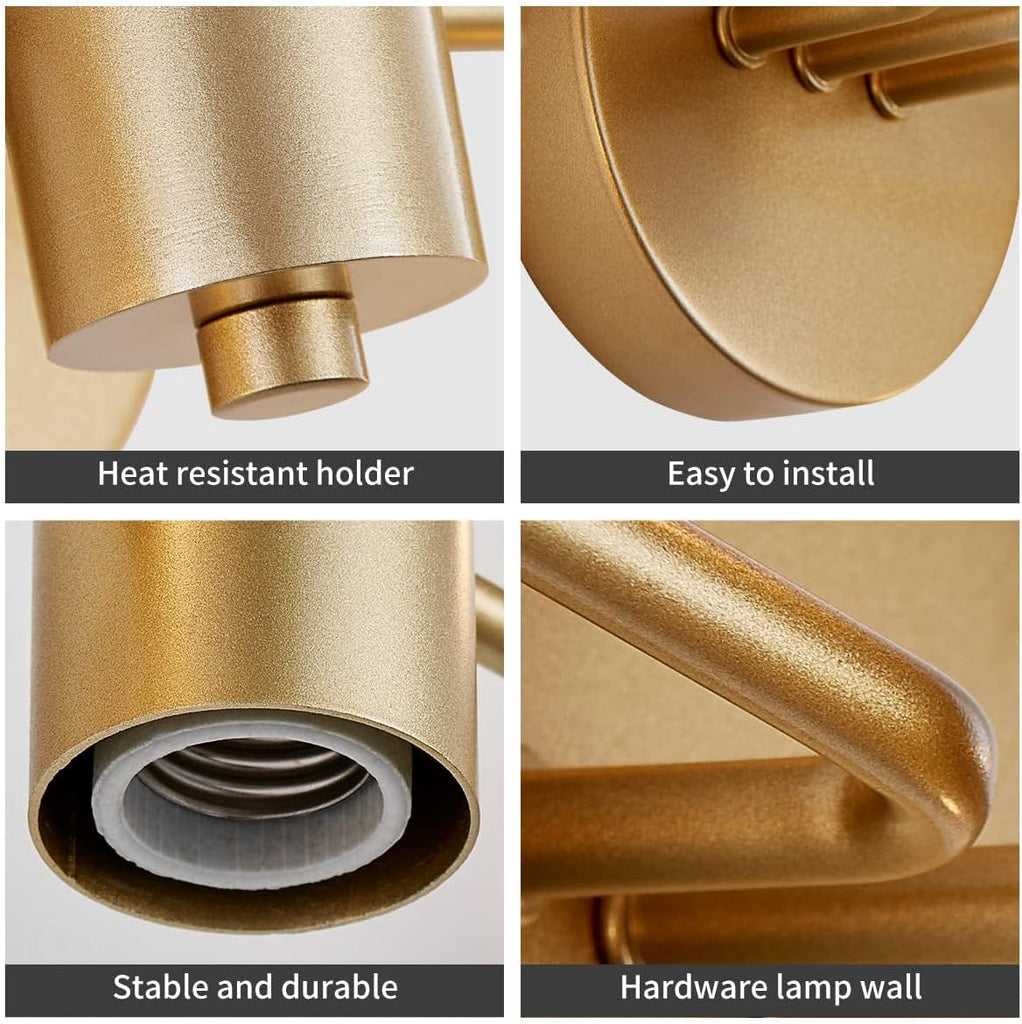 5-Light Bathroom Light Fixture Over Mirror Morden Vanity Wall Scones Light Living Room, E26 Base, Gold