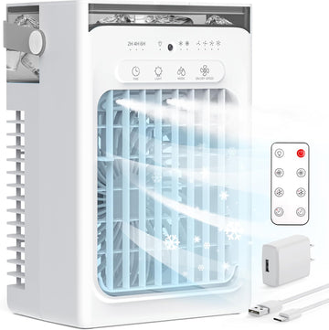 Portable Air Conditioners, Air Cooler Evaporative Personal Mini AC with Remoter, 4 Wind Speed, 2-4-6H Timer, 2 Modes