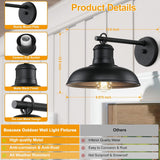 2-Pack Outdoor Wall Lights, Vintage Black Wall Sconces, Exterior Farmhouse Barn Light Fixtures