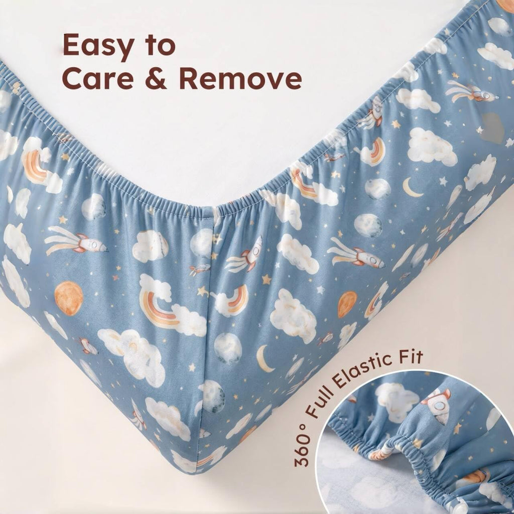 2 Pack Flannel Fleece Crib Sheets, Space