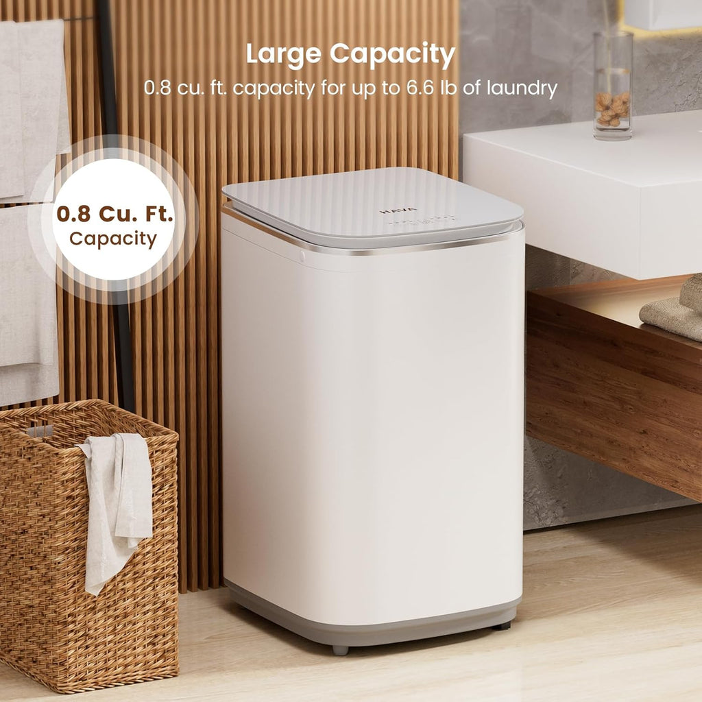 Portable Washing Machine, 0.8 Cu. Ft. Capacity Mini Washer & Spin Dryer, Fully Automatic with 8 Wash Programs, Hot