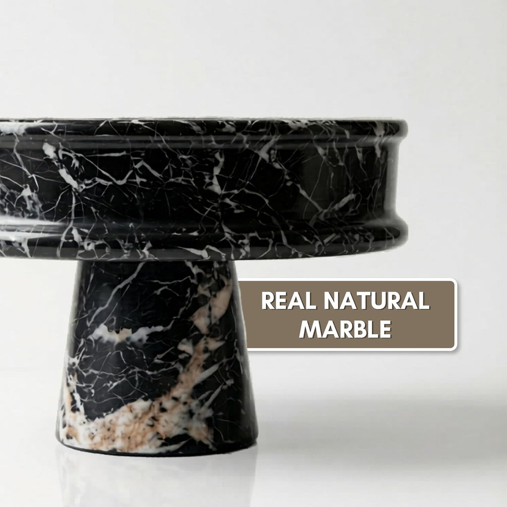 Marble Fruit Bowl Counter, 10" Handcrafted Natural Stone Decorative Bowl, Catch-All Key Dish, Dining Table