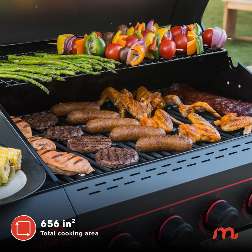 5-Burner Propane Gas Grill with Side Tables and Accessory Hooks, 50,000 BTU, 656 Sq. In. Cooking Area, Outdoor BBQ Grill with Wheels for Patio and Backyard