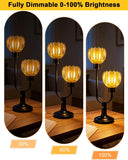 Mid Century Modern Glass Table Lamp Black Dimmable Desk Lamps with Brown Glass Shades 2 Bulbs Included 3000K Warmwhite