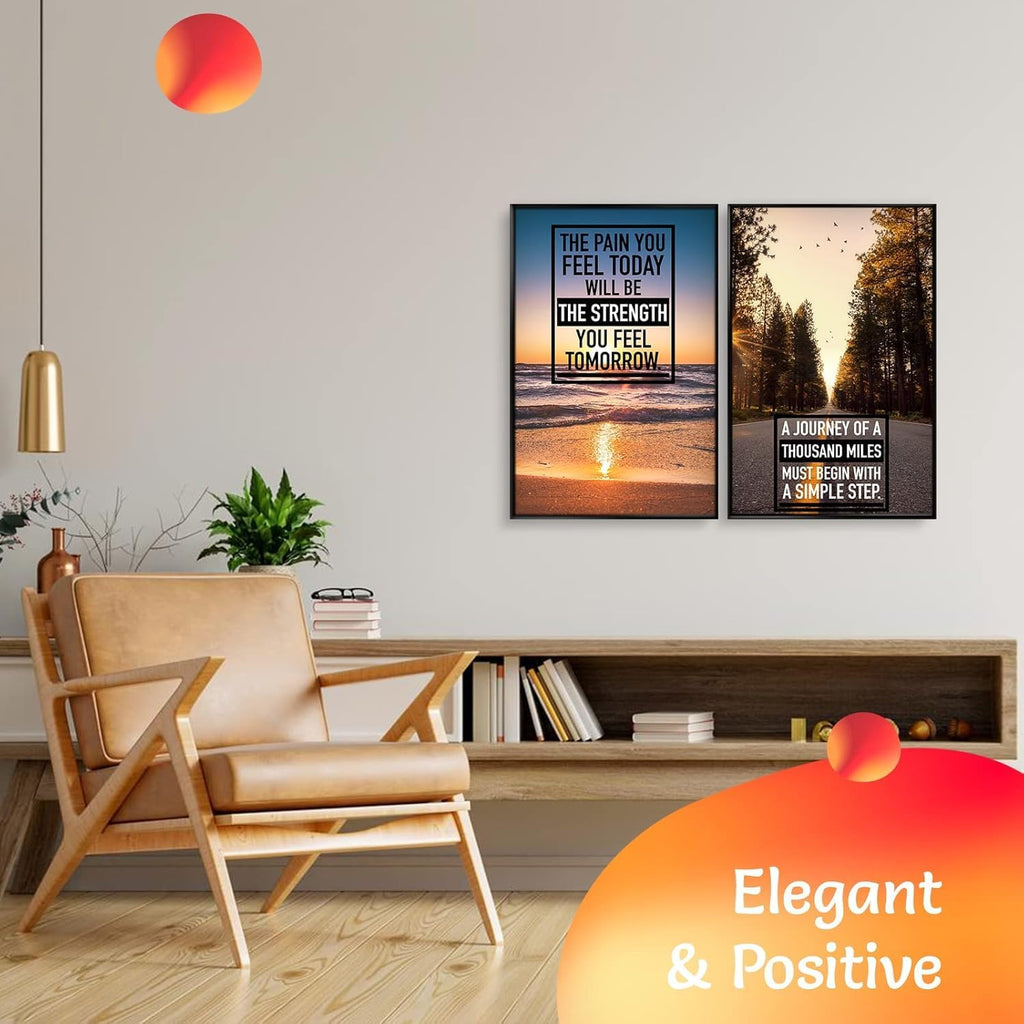 Canvas Motivational Wall Art - Set of 6 Inspirational Prints with Uplifting Phrases & Vibrant Images