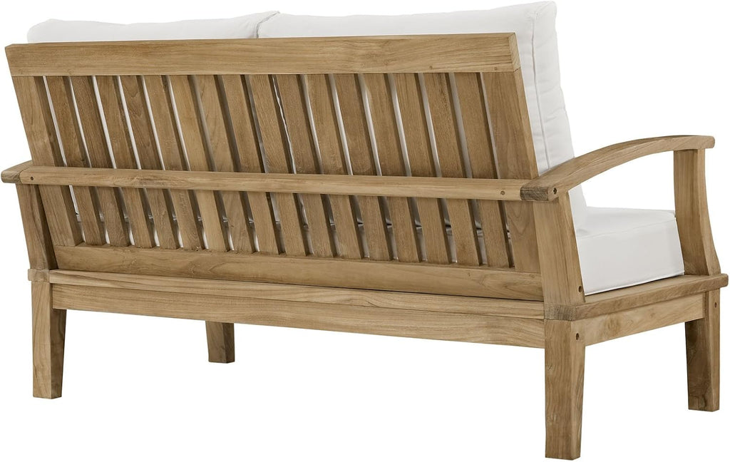 Marina Premium Grade A Teak Wood 5-Piece Outdoor Patio Furniture Set in Natural White