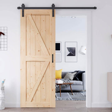 32in x 84in Sliding Barn Door with 5.5FT Barn Door Hardware Kit & Handle Included,DIY Assemblely,Eas