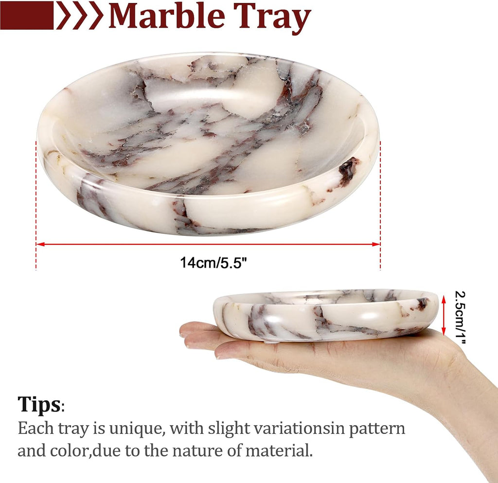 Decorative Key Holder Table Round Key Bowl Marble Nightstand Organizer for Candle Jewelry Tray for Earrings Necklaces