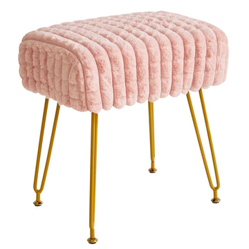 Makeup Vanity Chair, Rectangular Footrest Stool, Pink
