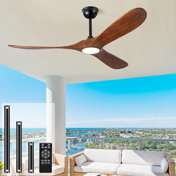 60" Ceiling Fan with Light and Remote, 6-Speed Dimmable Outdoor Ceiling Fan, High CFM Quiet 3 Blade Wood Ceiling Fan