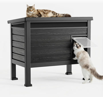 Outdoor Cat House Weatherproof, Black