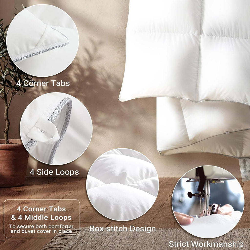 Feather Down Fiber Comforters King Fluffy All Season Duvet Insert Soft Breathable Bedding Comforter 