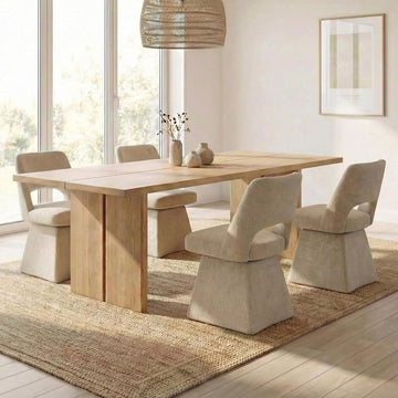 Upholstered Swivel Dining Chairs Set of 4, Modern Dining Room Chairs with Open Back, Chenille Fabric Kitchen Chairs