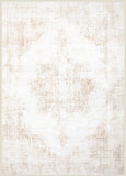 6x9 Washable Vintage Medallion Area Rug, Low Pile Non-Slip Carpet for Living Room Bedroom Beige