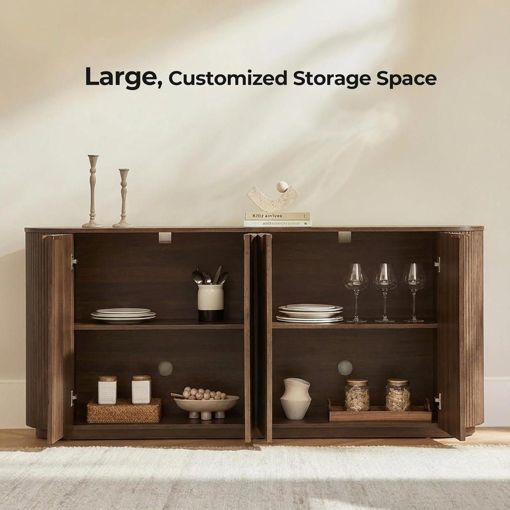 70" Sideboard Buffet Cabinet with Storage, Living Room Accent Cabinet with Doors and Adjustable Shelves, for Bar