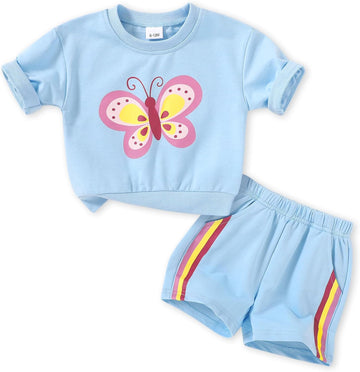 Toddler Baby Girl Summer Clothes Outfits 2 Piece Oversize Print Top Shorts Clothes Set