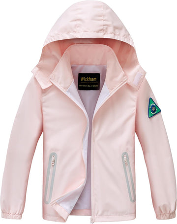 Boys Girls Waterproof Rain Jacket Lightweight Hooded Coat