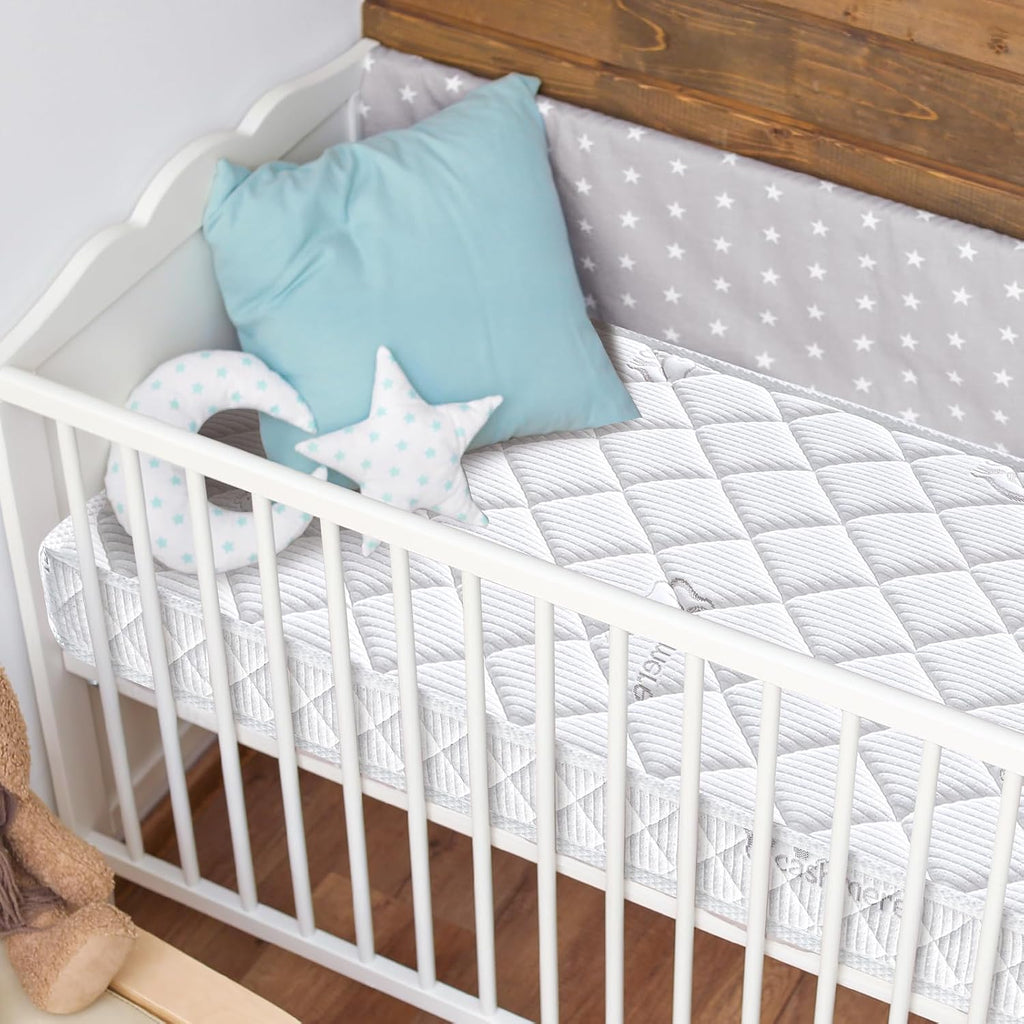 Premium Crib & Toddler Mattress,100% Knitted Fabric, Premium Fleece Surface-Hypoallergenic, 5" Thick Firm Soft Crib