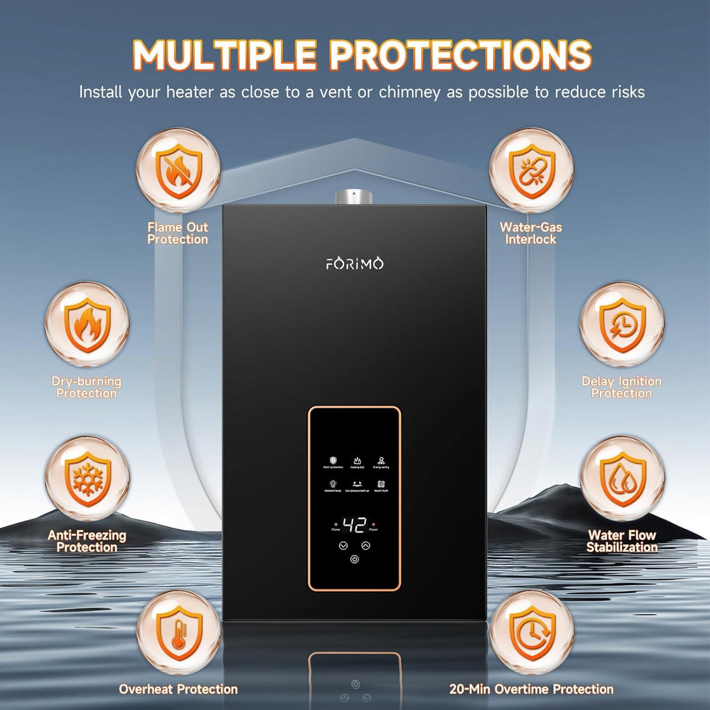 Natural Gas Tankless Water Heater, 4.74 GPM 18L Indoor, Constant propane water heater