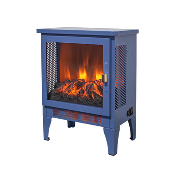 17" Electric Fireplace Stove, 700W/1400W Freestanding Fireplace Heater with Realistic Flame & Logs, CSA Certified
