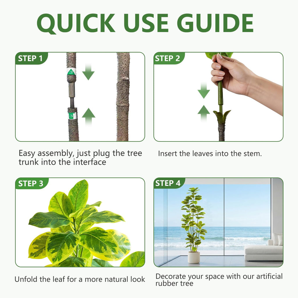 Artificial Ficus Tree 7FT, Tall Fake Plants Indoor in White Pot