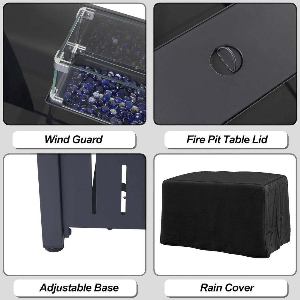 43 Inch Outdoor Propane Fire Pit Table 50,000 BTU