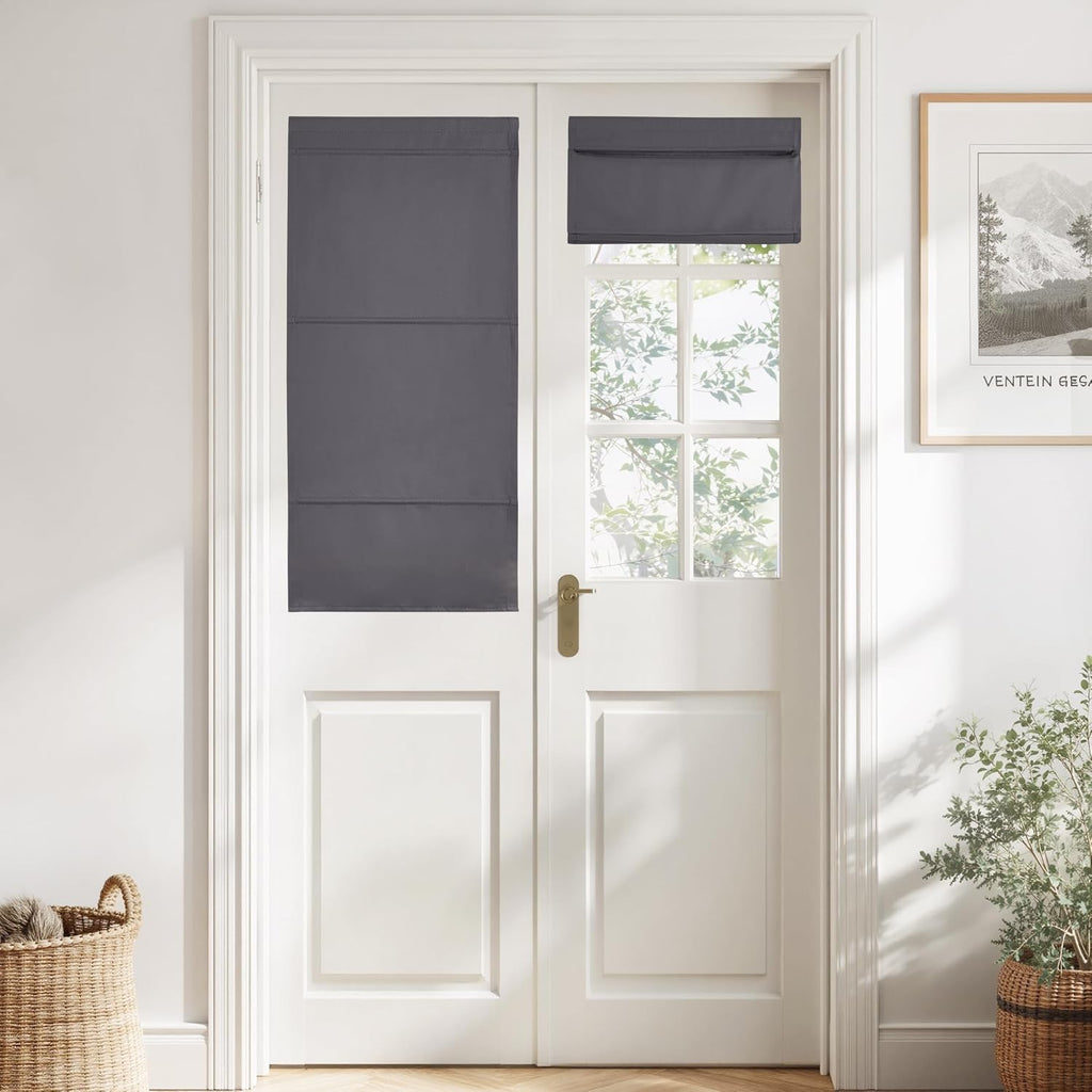 Biscotti Beige No Drill Magnetic Door Roman Curtain for Window