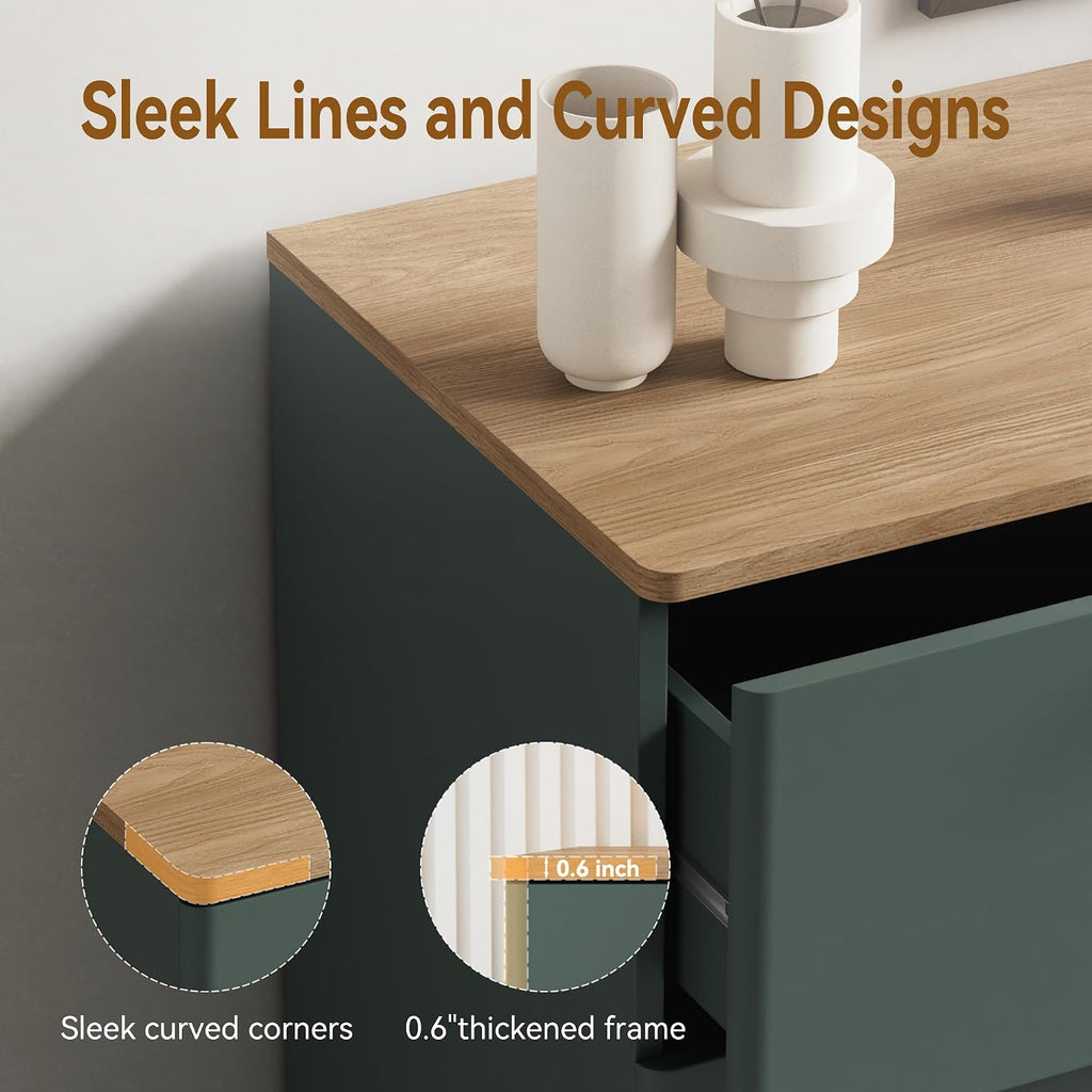 7 Drawer Dresser , 47.2" Wide Modern Chest of Drawers with 7 Large Storage Space with Curved Edge Design, Large