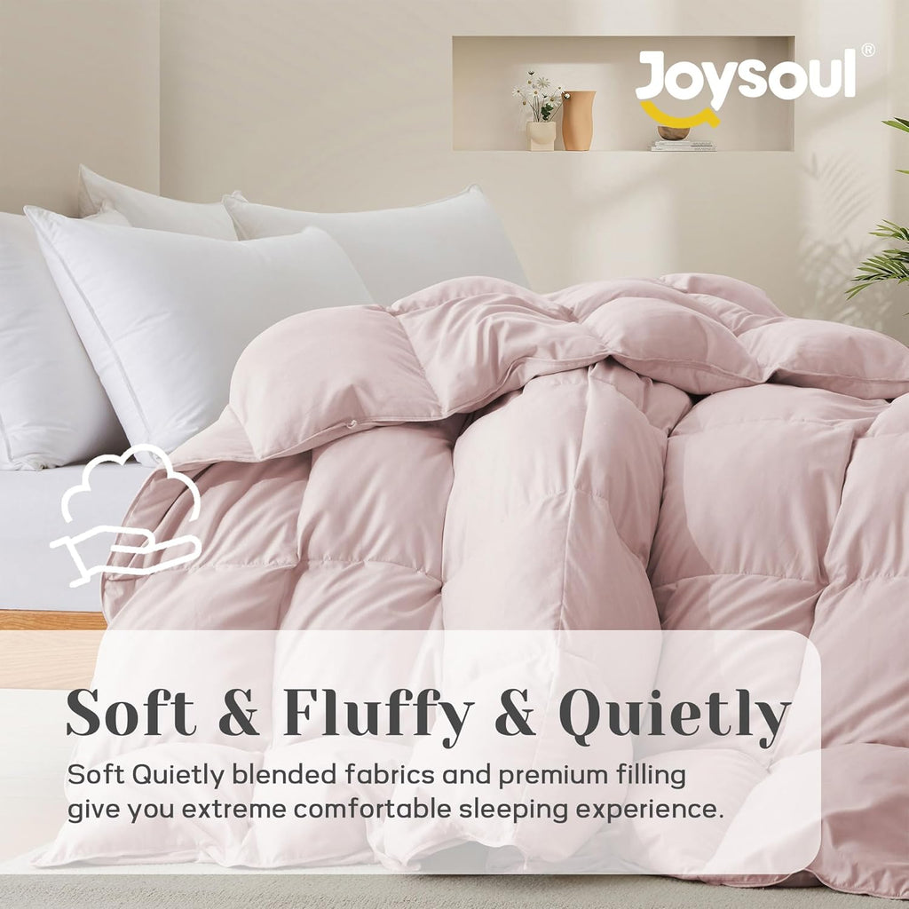 Queen Down Comforter - All Season Ultra Soft Goose Down & Feather Fiber Fill