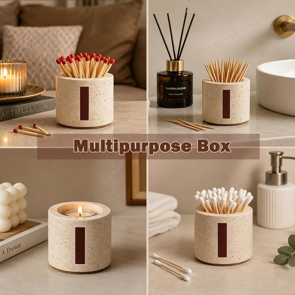Travertine Match Holder with Striker: Decorative Match Holder