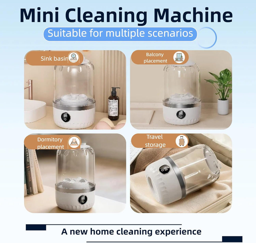 Portable Mini Washing Machine, White, 2L Capacity, Digital Touch Control, Compact Design for Underwear and Delicates