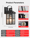 Motion Sensor Outdoor Lights Dusk to Dawn Porch Light Black Exterior Lighting Fixtures Modern Outside Wall Mount Coach