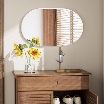 16"x24" Brushed Nickel Oval Bathroom Mirror for Over Sink, Vanity Mirror