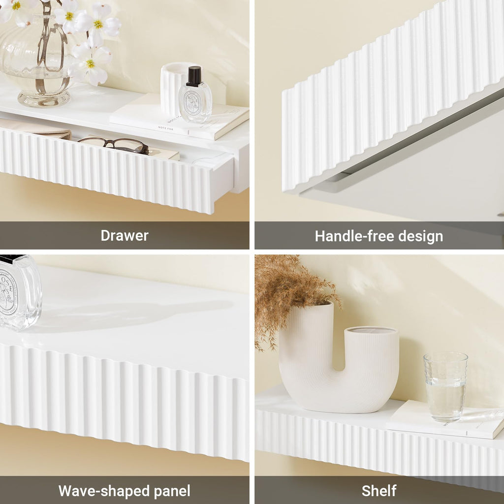 Floating Wall Shelf with Drawer & LED Light