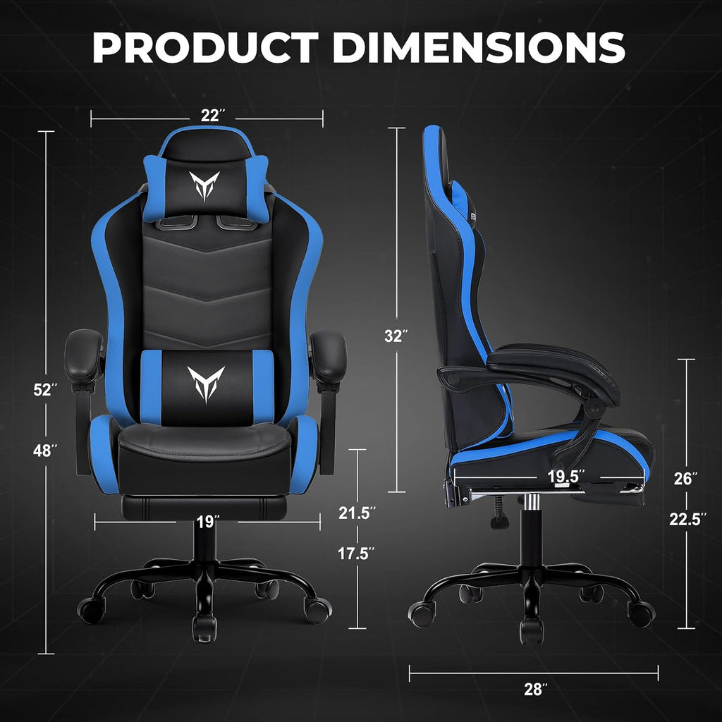 Gaming Chair for Adults, Big and Tall 300LBS Heavy Duty Office Chair with Footrest, Ergonomic High Back Lumbar