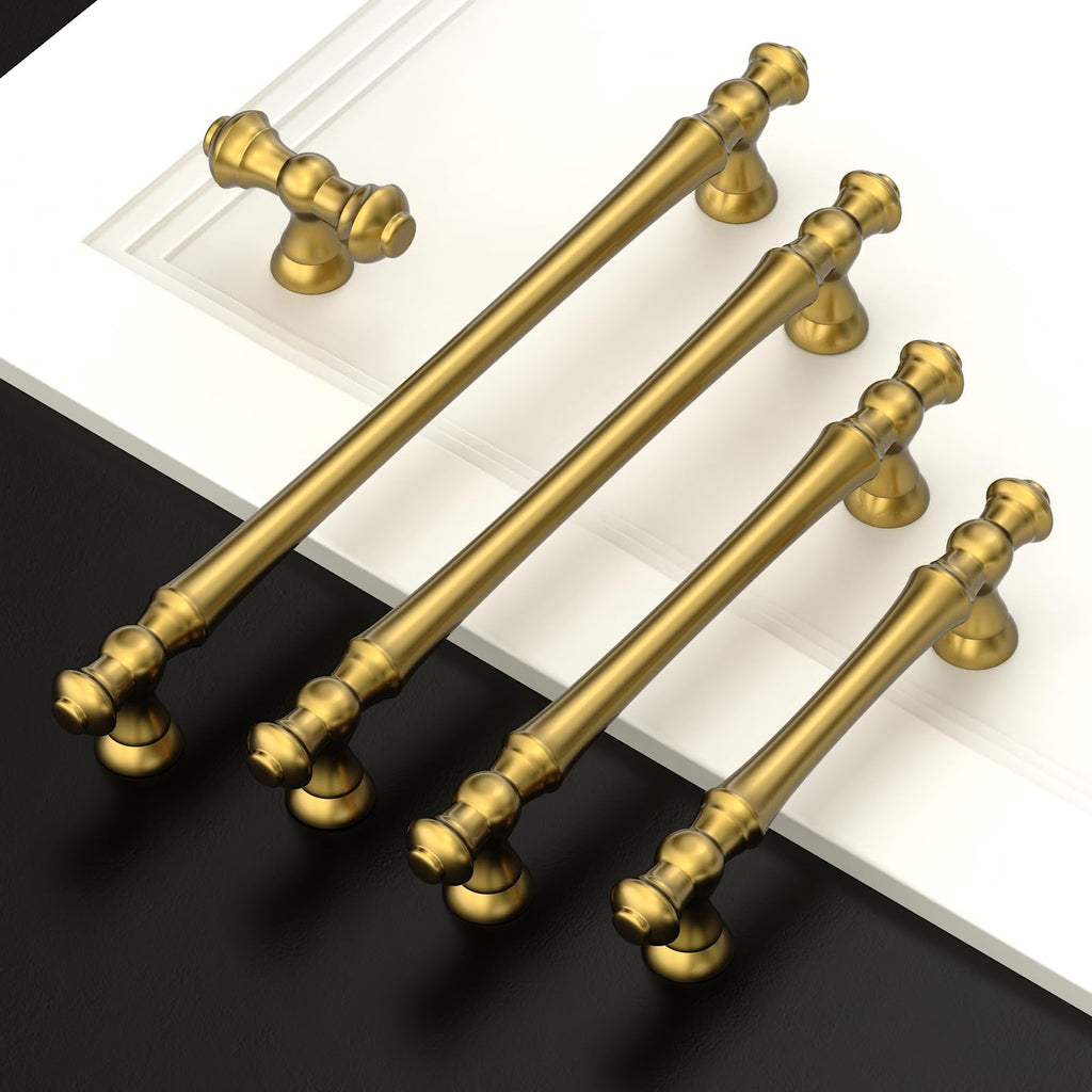 10 Pack Heavy Duty Solid Zinc Alloy Vibrant Brushed Moderne Brass Cabinet Pulls 3.75"